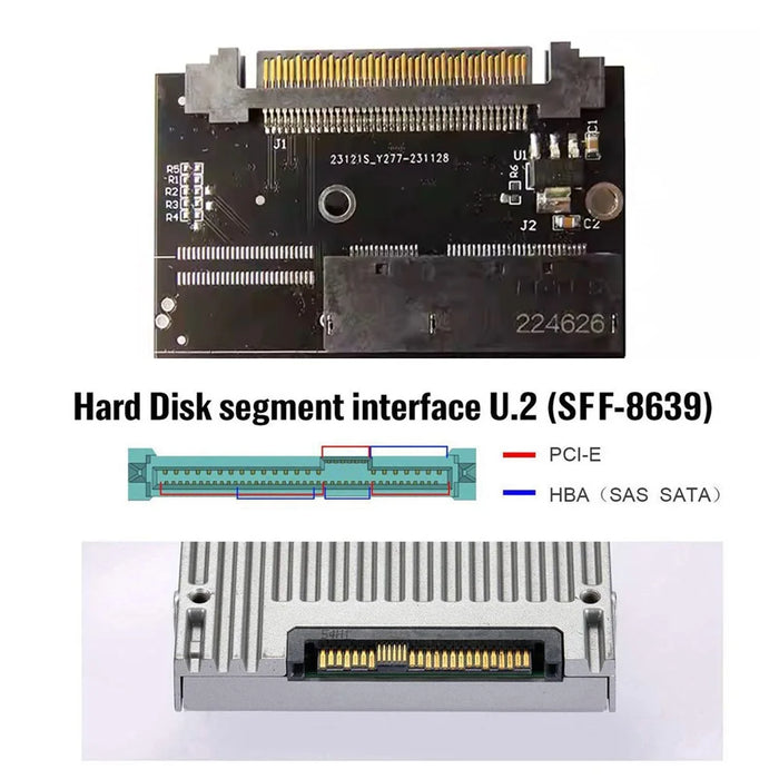 SF-072-2C EDSFF-2C Interface E1L 14+28P SSD to U.2 SFF-8639 Adapter - 6