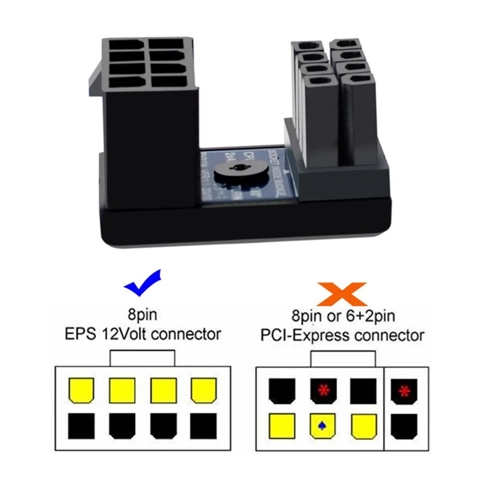 PW-053 2Pcs / Set ATX 8P EPS Male to Female 360 Degree Up+Down Angled Power Adapter for CPU 12V - 6