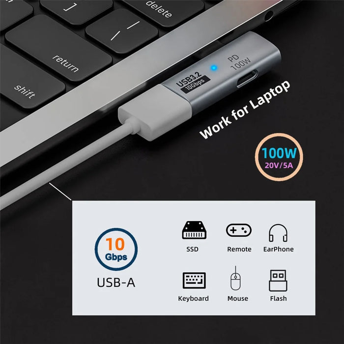 UC-035-PD 10Gbps Type-C to USB 3.0 Female OTG 100W PD Power Adapter for Laptop Tablet Phone - 4