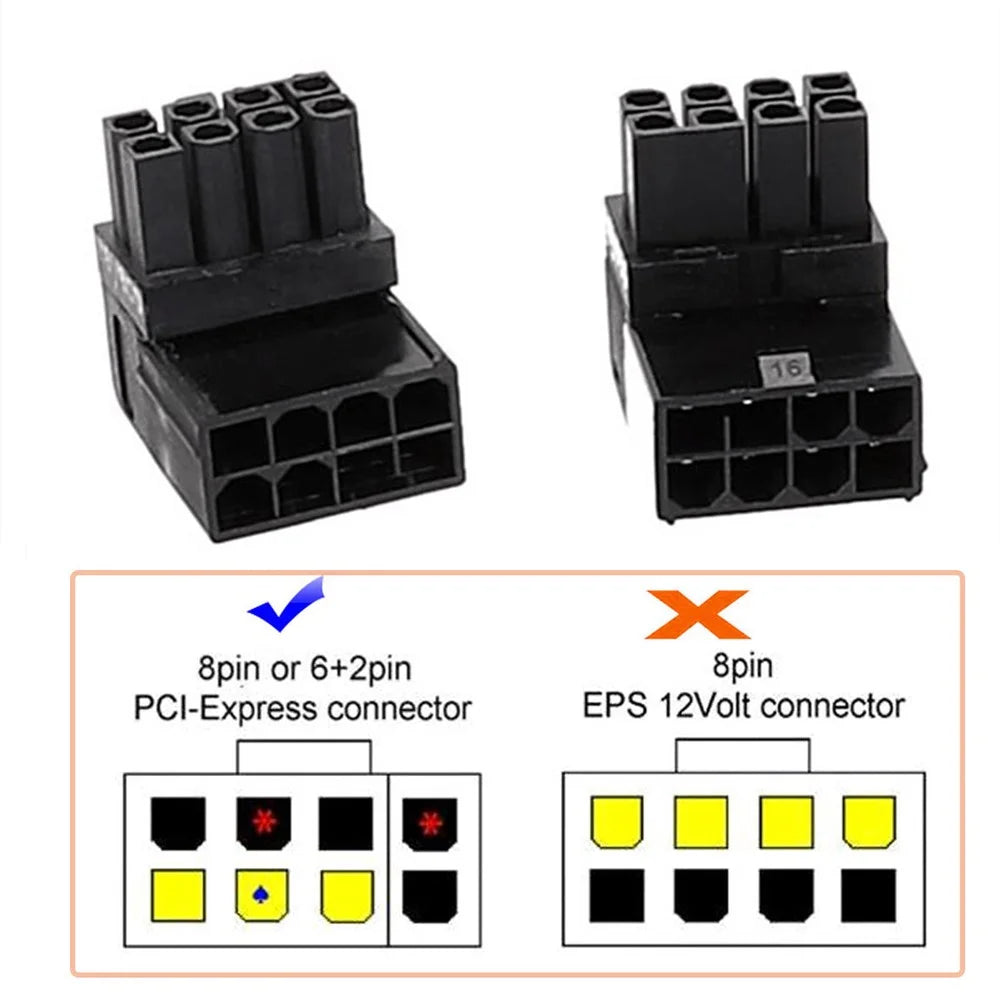 PW-027 2Pcs / Set ATX 8P Male to Female 90 Degree Up+Down Angled Power Header Adapter for GPU Graphics Card - 4