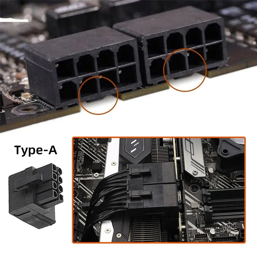PW-027 2Pcs / Set ATX 8P Male to Female 90 Degree Up+Down Angled Power Header Adapter for GPU Graphics Card - 6