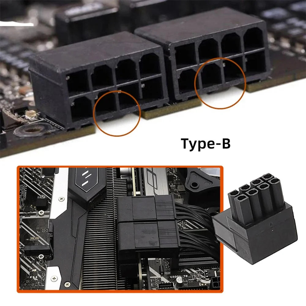 PW-027 2Pcs / Set ATX 8P Male to Female 90 Degree Up+Down Angled Power Header Adapter for GPU Graphics Card - 7