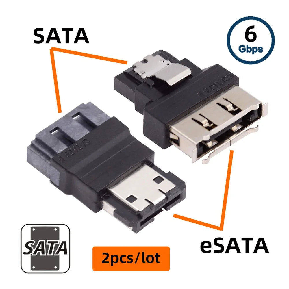 SA-082 2Pcs / Set SATA 7Pin Male to ESATA Female & External ESATA to SATA Adapter Extender for SSD Disk - 2