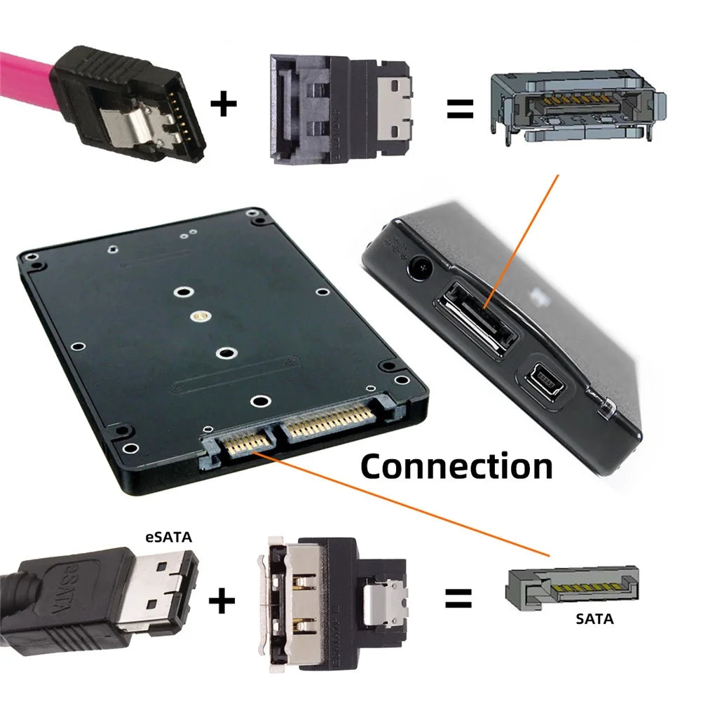 SA-082 2Pcs / Set SATA 7Pin Male to ESATA Female & External ESATA to SATA Adapter Extender for SSD Disk - 3