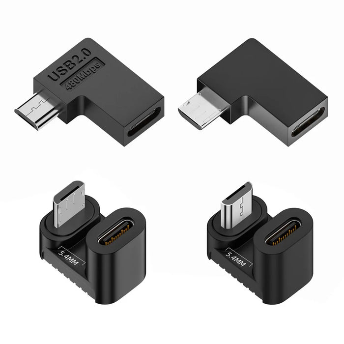 UC-102 4Pcs / Set USB2.0 Type C Female to Micro USB Male Power Data Adapter, 90 Degree Angled Type - 1