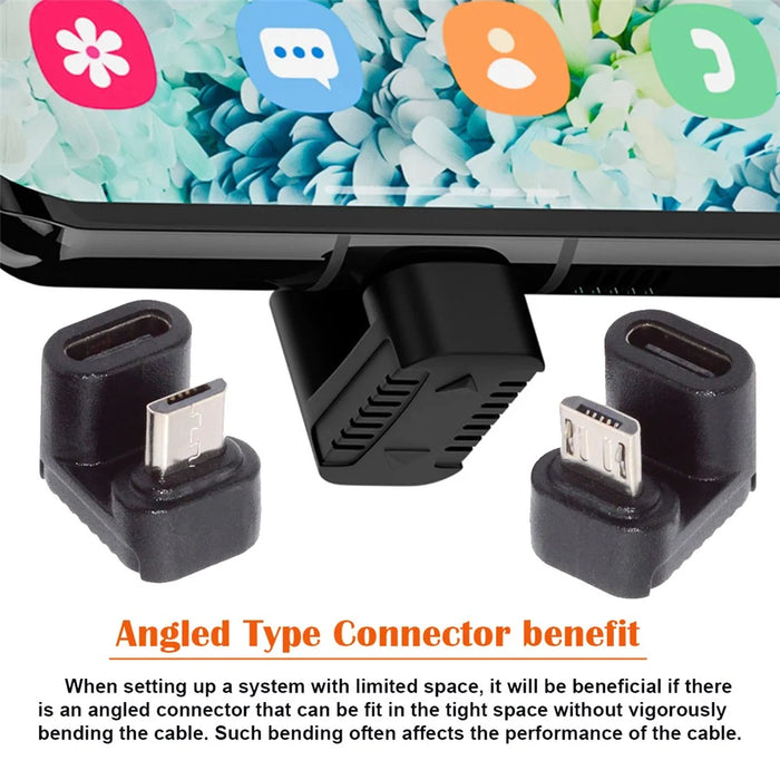 UC-102 4Pcs / Set USB2.0 Type C Female to Micro USB Male Power Data Adapter, 90 Degree Angled Type - 2