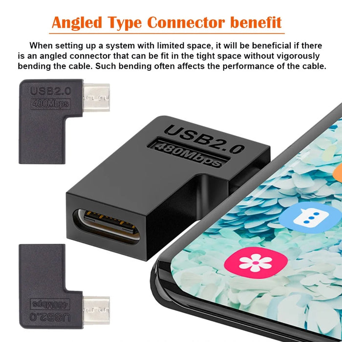 UC-102 4Pcs / Set USB2.0 Type C Female to Micro USB Male Power Data Adapter, 90 Degree Angled Type - 3