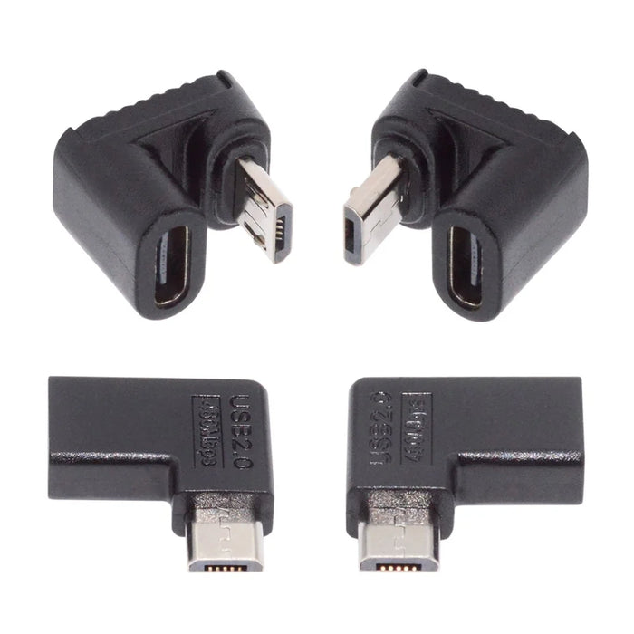 UC-102 4Pcs / Set USB2.0 Type C Female to Micro USB Male Power Data Adapter, 90 Degree Angled Type - 7