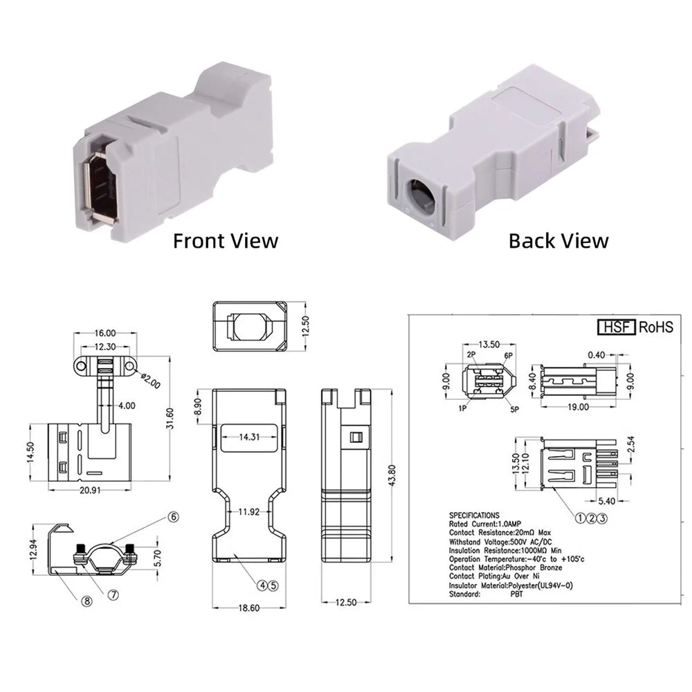 CN-010-FE SM-6E I / O Connector IEEE 1394 6Pin CN3 Socket 55100-0670 Female JZSP-CMP9-1-E Compatible with Yaskawa Panasonic Servo 54280-0609 - 2