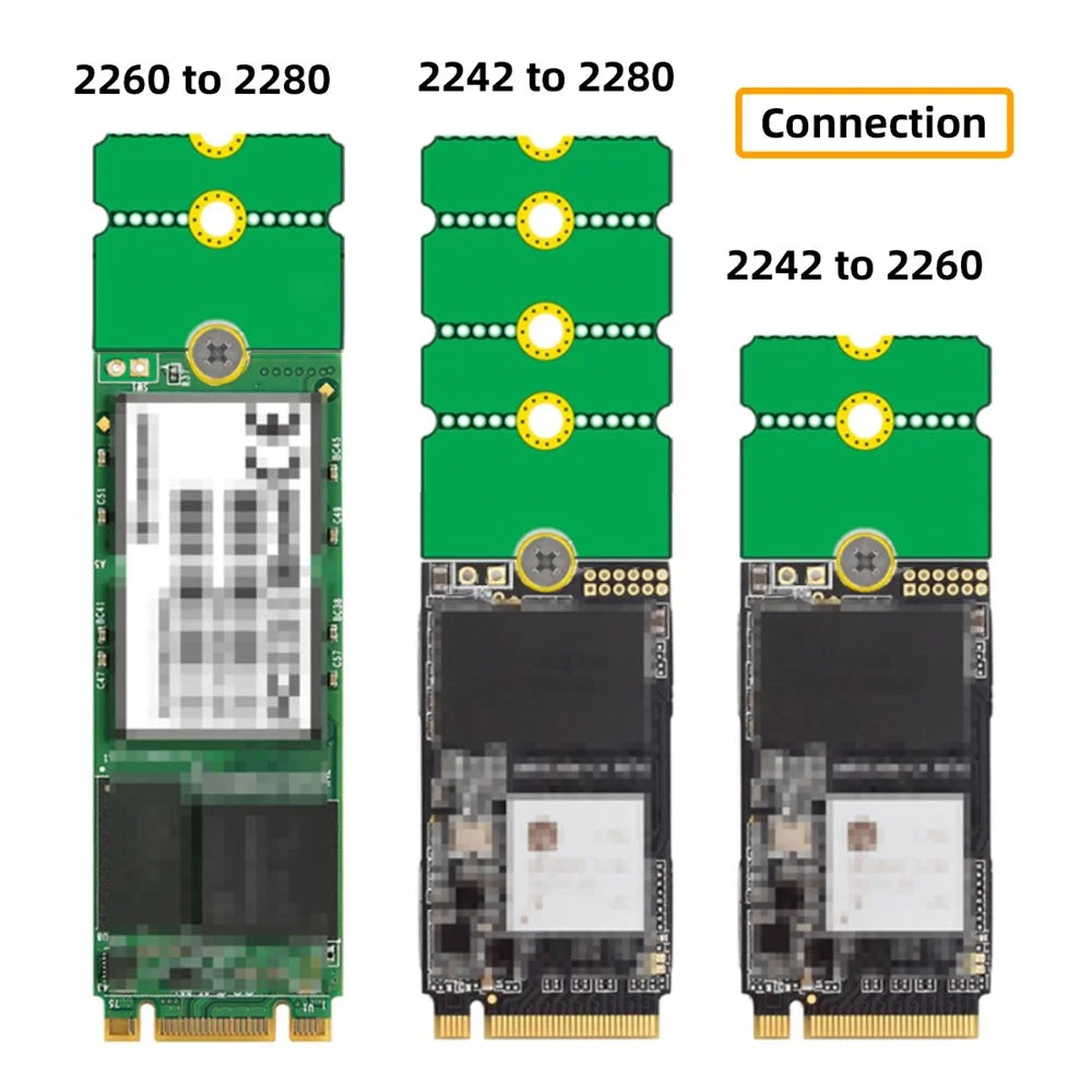 EP-031 2Pcs / Set M2 NGFF NVME M.2 Extended Adapter Transfer 2230 2242 2260 2280 Change to Long Size SSD - 3