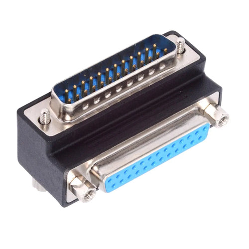 DB-008-UP DB-25PIN Up 90-Degree Angled DSUB Parallel LPT AES / EBU 25-Pin Male Screw to Female Nut Adapter - 1
