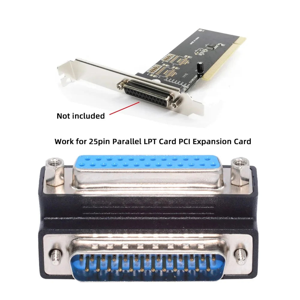 DB-008-UP DB-25PIN Up 90-Degree Angled DSUB Parallel LPT AES / EBU 25-Pin Male Screw to Female Nut Adapter - 3