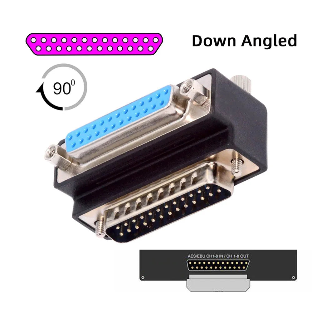 DB-008-DN DB-25PIN Down 90-Degree Angled 25-Pin DSUB Male Screw to Female Nut Connector - 5