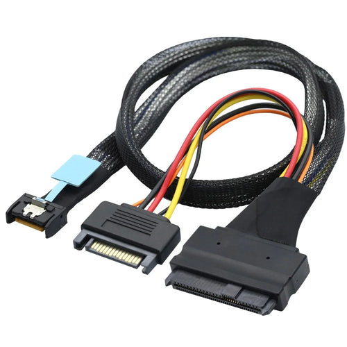SF-081 MCIO 4x Mini Cool Edge IO to U.2 SFF-8639 NVME PCIe PCI-Express Cable for Mainboard SSD - 1