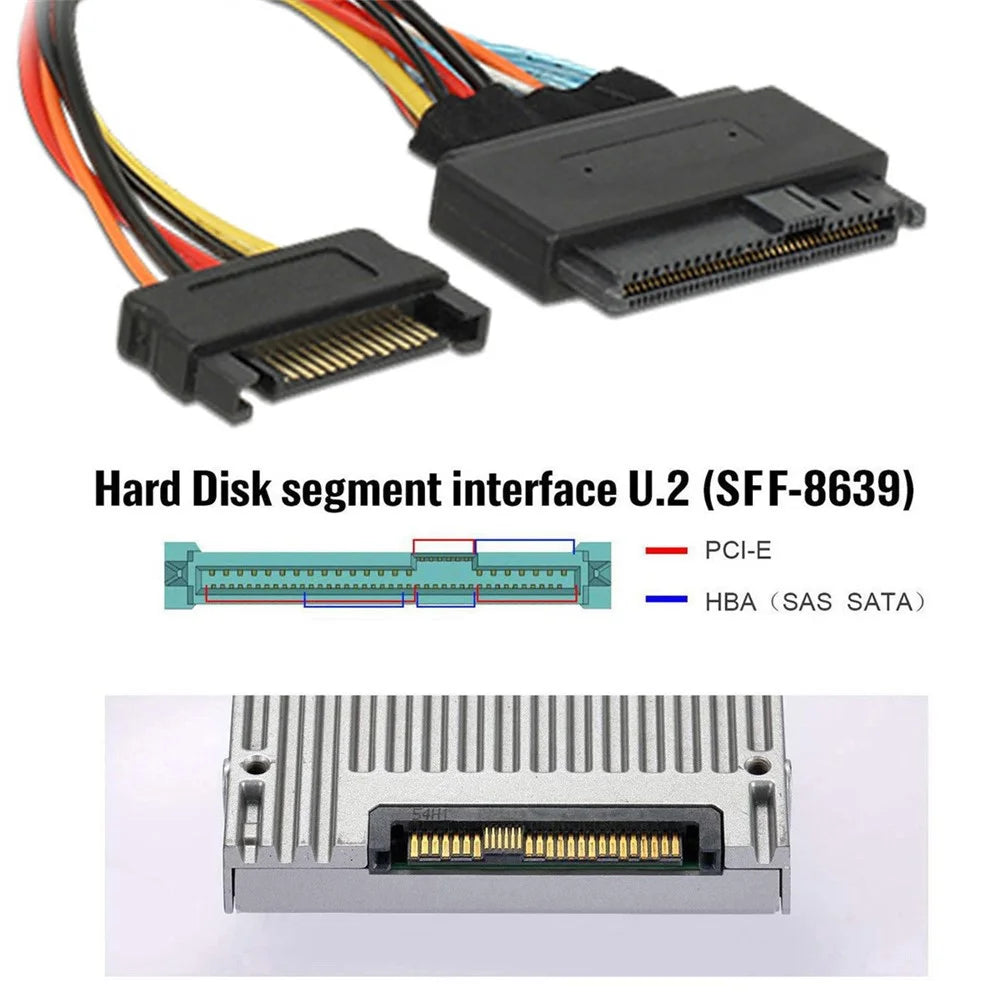 SF-081 MCIO 4x Mini Cool Edge IO to U.2 SFF-8639 NVME PCIe PCI-Express Cable for Mainboard SSD - 7