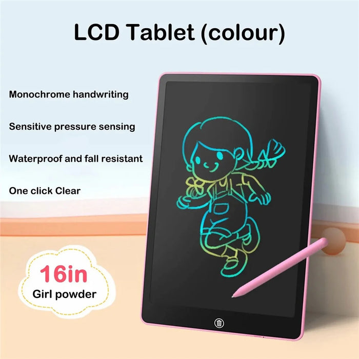 JX-16 16-Inch Colorful LCD Writing Tablet Doodle Board Office Memo Board with One-Click Erase - Black - 2