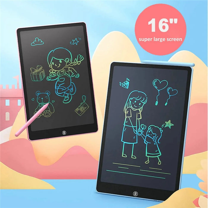 JX-16 16-Inch Colorful LCD Writing Tablet Doodle Board Office Memo Board with One-Click Erase - Black - 3