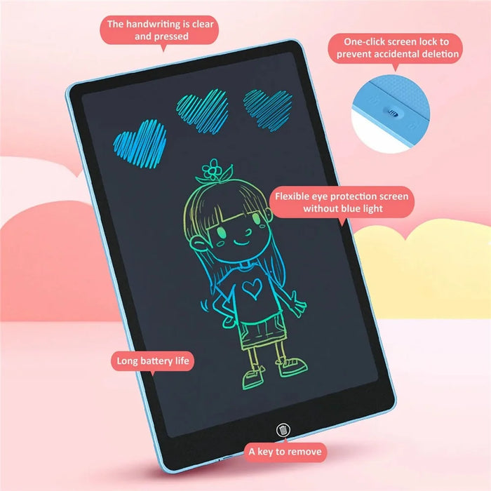 JX-16 16-Inch Colorful LCD Writing Tablet Doodle Board Office Memo Board with One-Click Erase - Black - 4