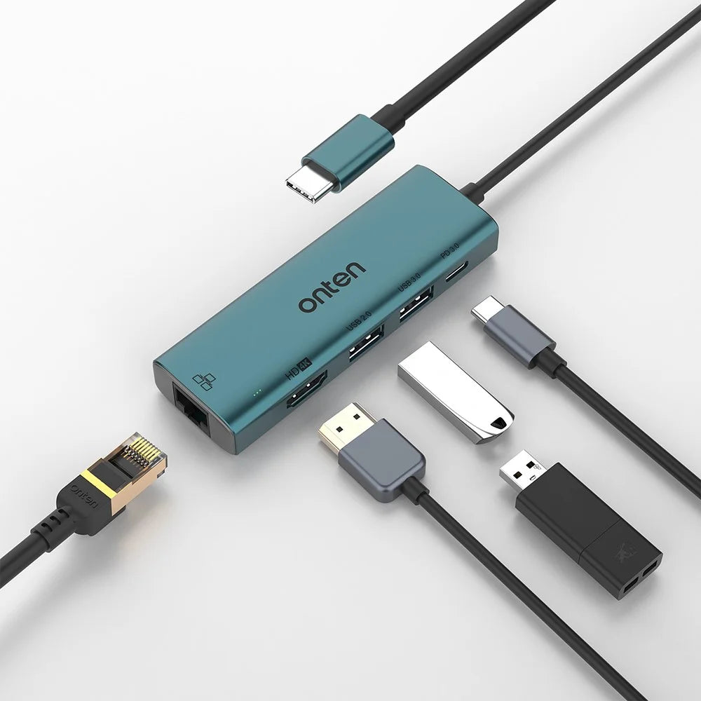 ONTEN UC122 5-in-1 USB-C Hub Multi-Port Adapter USB-C to USB3.0 +USB2.0 Card Slots Adapter - 4