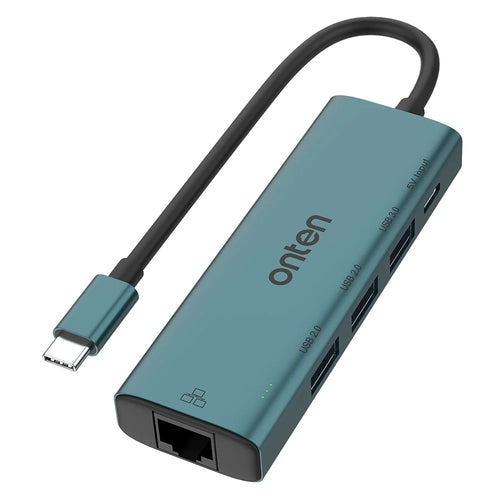 ONTEN UC121 5-in-1 USB Hub Type-C to USB3.0 + 2xUSB2.0 + Type-C Input + RJ45 100Mbps Network Adapter - 1