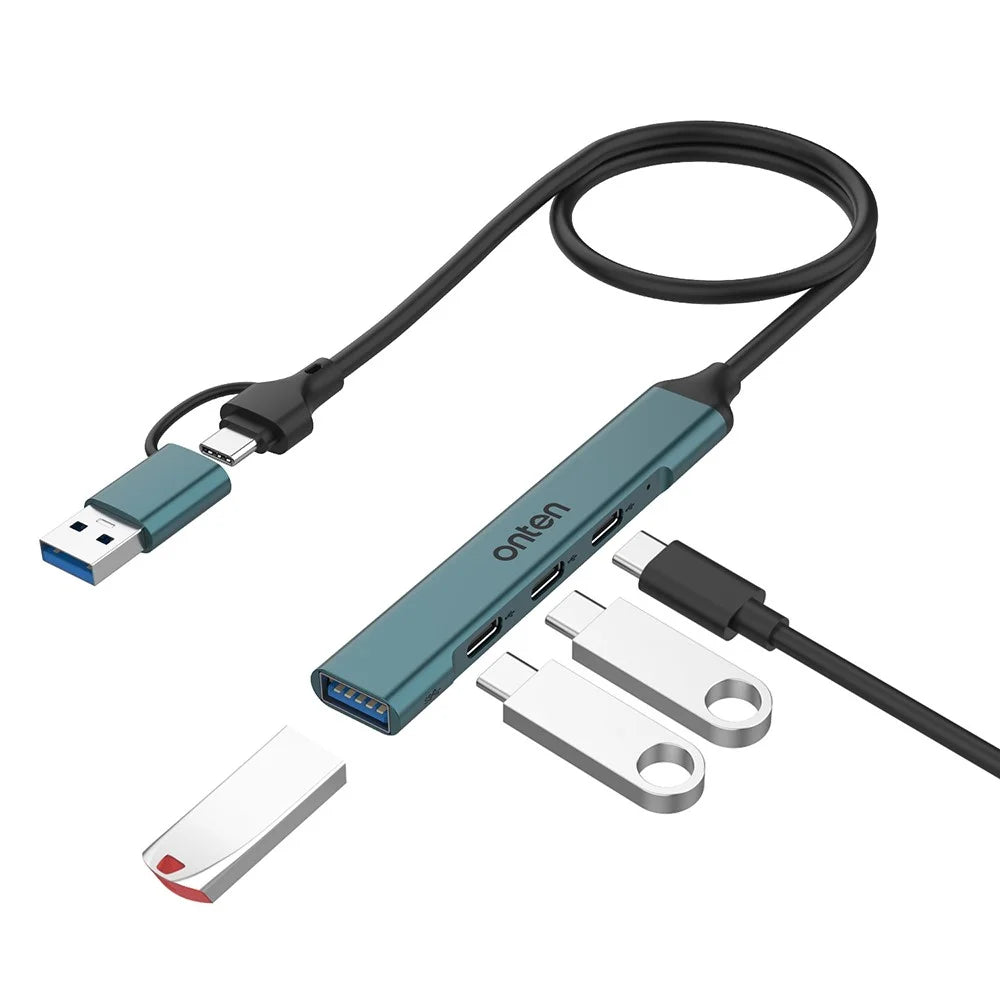ONTEN UCA9703 USB 3.0+Type-C to 3xType-C+USB Adapter Aluminum Alloy USB Hub - 2