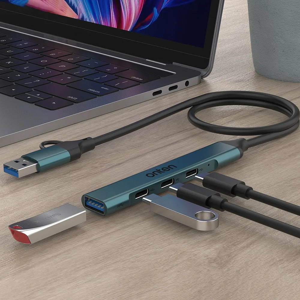 ONTEN UCA9703 USB 3.0+Type-C to 3xType-C+USB Adapter Aluminum Alloy USB Hub - 4