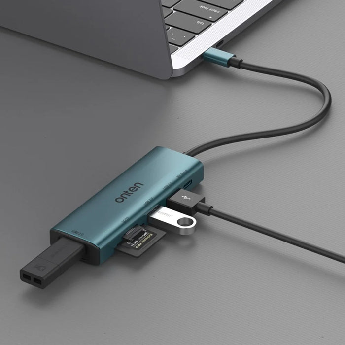 ONTEN UC120 6-in-1 USB-C to USB3.0 + 2xUSB2.0 + Type-C Input + SD / TF Card Slots Adapter USB Hub - 6