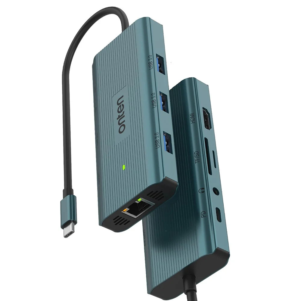 ONTEN UC961 9-in-1 Type-C to USB3.0*3+HD+SD+TF+Jack+PD 3.0+RJ45 USB Hub Docking Station - 1