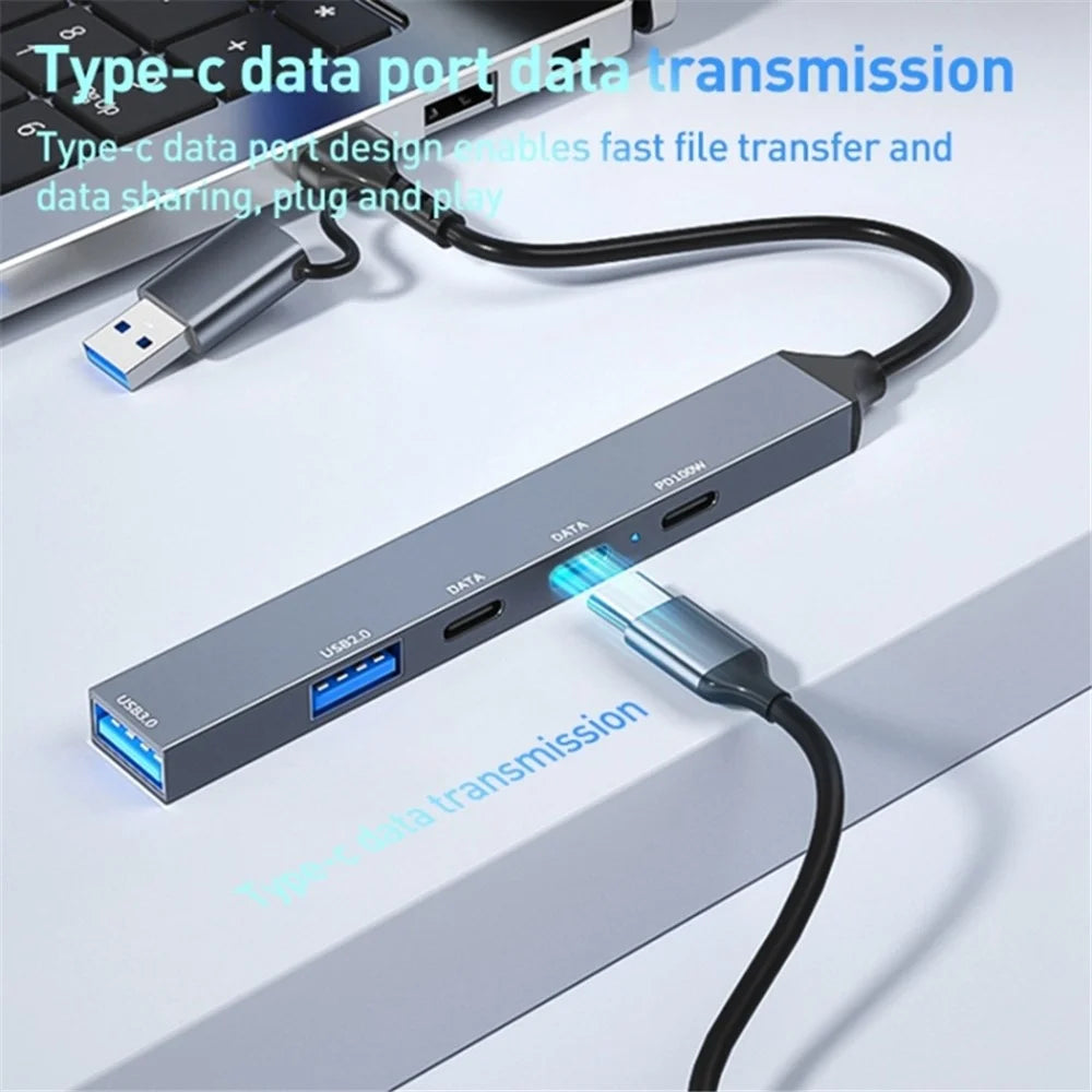 ADS-809D USB+Type-C Adapter Multi-Port Hub to USB Data Transfer + PD 100W Charging - 6