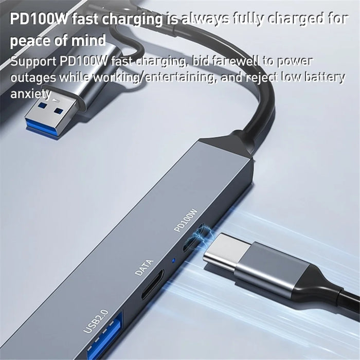 ADS-807D USB+Type-C Adapter to PD 100W Charging Data Reading Card Slots Multi-Port Hub - 5