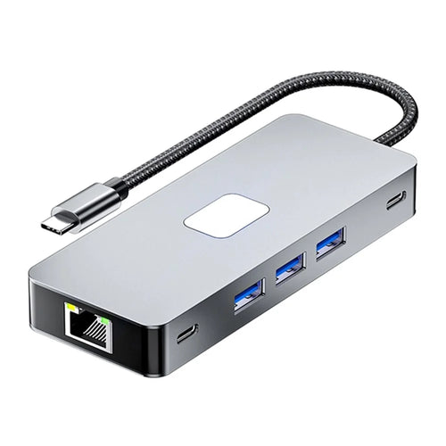 BYL-2315 10-in-1 Type-C Hub to PD 100W Charging RJ45 USB 3.0 USB-C HD 4K Video Output Card Reader - 1
