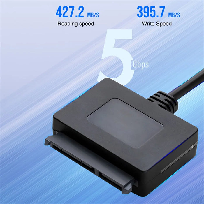Black ABS Plastic SATA to USB 3.0 Adapter Cable for 2.5-Inch Hard Drive SSD Data Transfer - 3