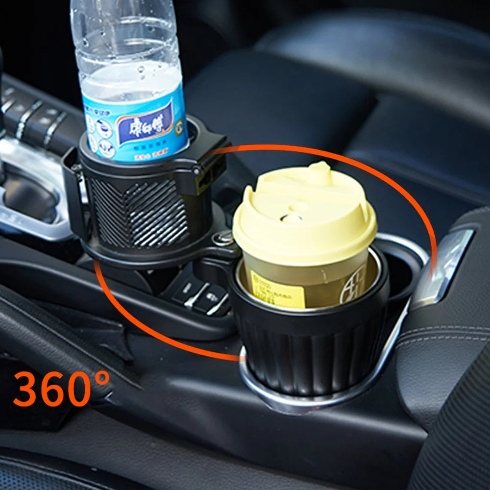 Rotation Car Cup Holder ABS+Stainless Steel Bottle Organizer for Convenient Driving - 5