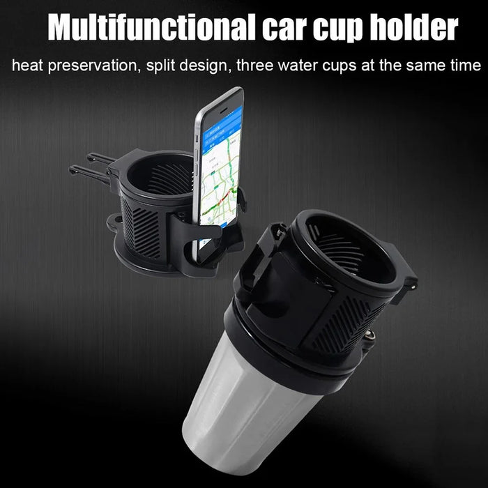360° Rotation Vehicle Cup Holder Heat Preservation 3 in 1 Foldable Cell Phone Mount - 6