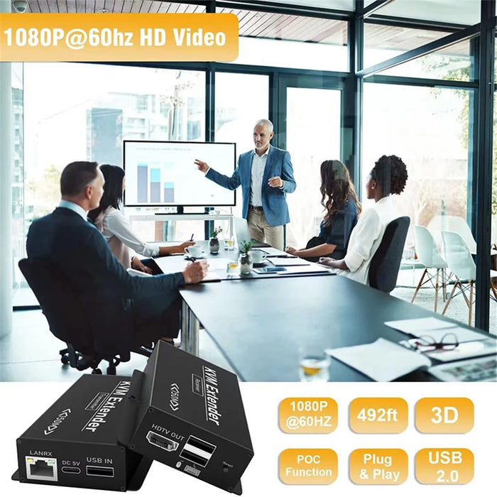 OZD13D14 150m Ethernet Cable HD KVM Extender (1 Transmitter+1 Receiver) - US Plug - 3