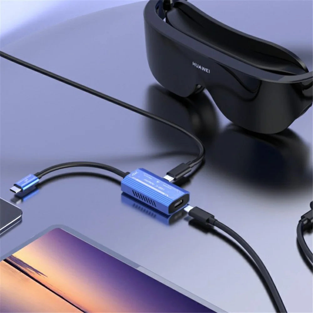 V278A 4K 60HZ Aluminum Alloy Type-C to PD+Type-C Converter Video Adapter Cable - 3