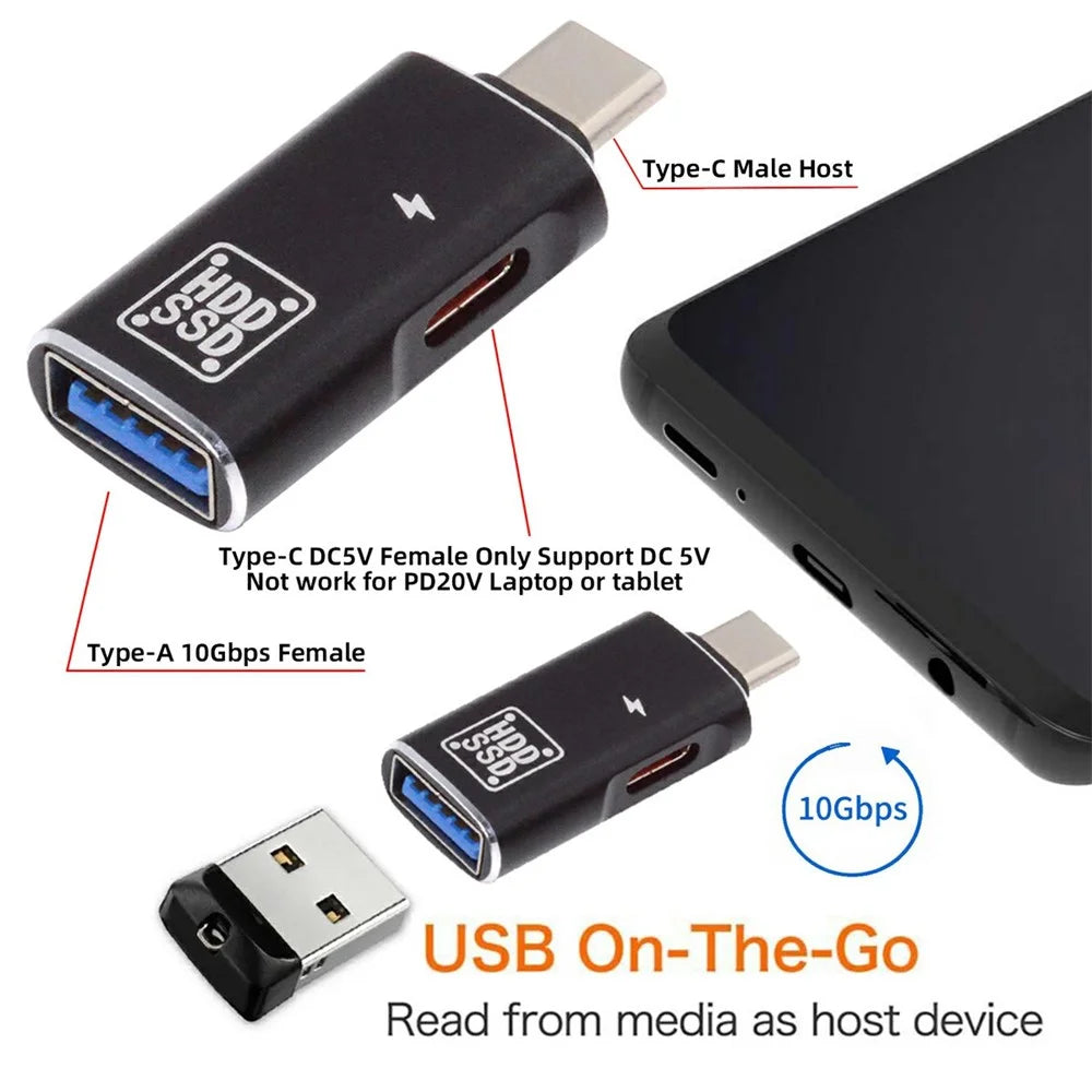 UC-035-AC 10Gbps Type-C to USB 3.0 Female OTG DC 5V Power Adapter for Tablet Phone - 3