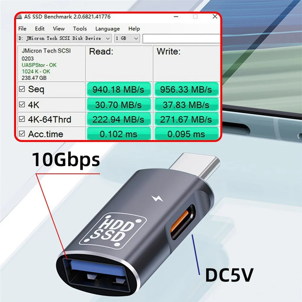 UC-035-AC 10Gbps Type-C to USB 3.0 Female OTG DC 5V Power Adapter for Tablet Phone - 5