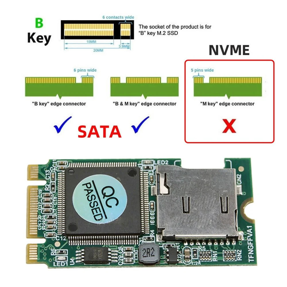 EP-041-2242MM 22x42mm M2 NGFF B-Key to T-Flash TF Card Reader B+M Key Adapter Board for Industrial Mobile SSD - 2