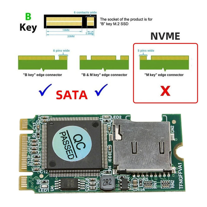 EP-041-2242MM 22x42mm M2 NGFF B-Key to T-Flash TF Card Reader B+M Key Adapter Board for Industrial Mobile SSD - 2