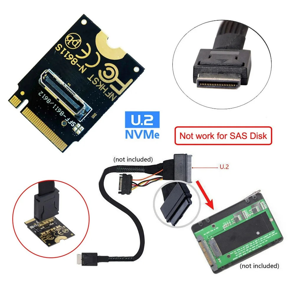 SF-023-2230MM 2230 PCI-E4.0 M.2 M-key to OCuLink SFF-8612 SFF-8611 Vertical Host Adapter for NVME U.2 SSD eGPU - 4