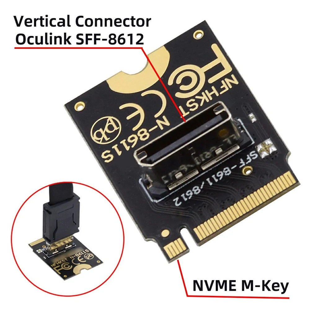 SF-023-2230MM 2230 PCI-E4.0 M.2 M-key to OCuLink SFF-8612 SFF-8611 Vertical Host Adapter for NVME U.2 SSD eGPU - 5