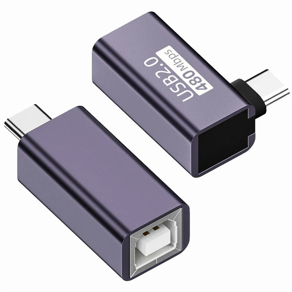 U2-010-CM 2Pcs / Set USB 2.0 B Type Female to Type-C Male Angled + Straight Extension Adapter for Printer Phone Disk - 1
