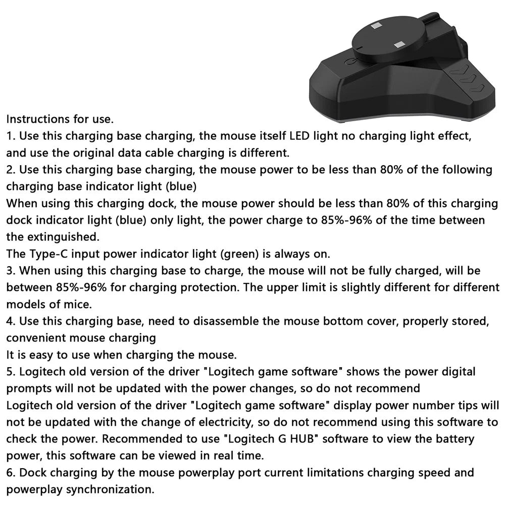 For Logitech G Pro X Superlight / Superlight 2 / Wireless 4 / 3 2 / 1 Wireless Gaming Mouse Charging Dock with 150cm Cable - 7