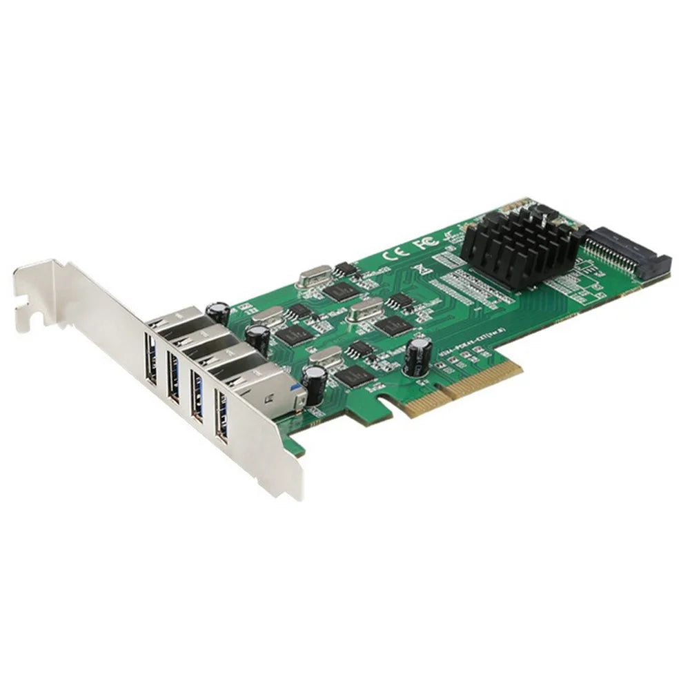 TXB097 For Desktop PC PCI-E to 4-Port USB 3.0 Expansion Card Compatible with Pcie X4 X8 X16 - 1