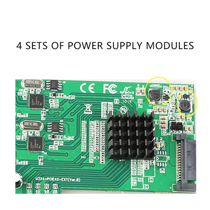 TXB097 For Desktop PC PCI-E to 4-Port USB 3.0 Expansion Card Compatible with Pcie X4 X8 X16 - 5
