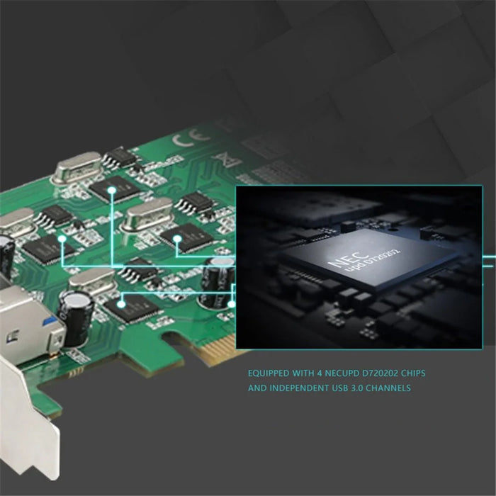 TXB097 For Desktop PC PCI-E to 4-Port USB 3.0 Expansion Card Compatible with Pcie X4 X8 X16 - 7
