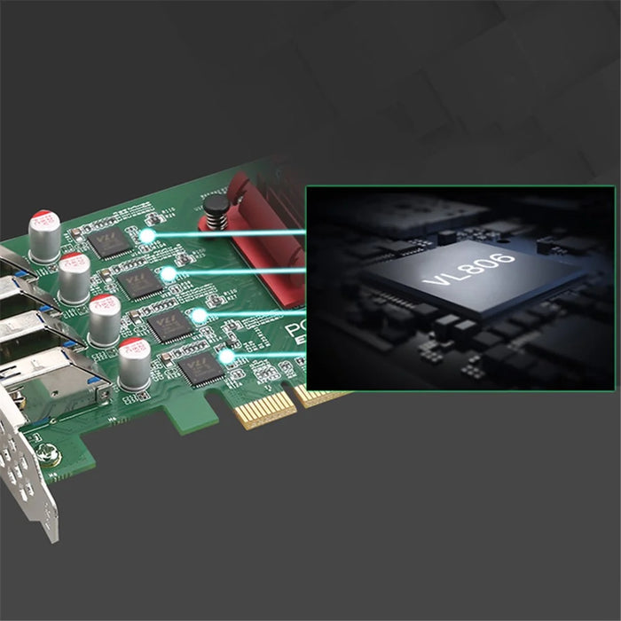 TX1175 4 USB3.0 PCIE X4 Expansion Card 4x5G Desktop Computer Visual Capture Card - 5