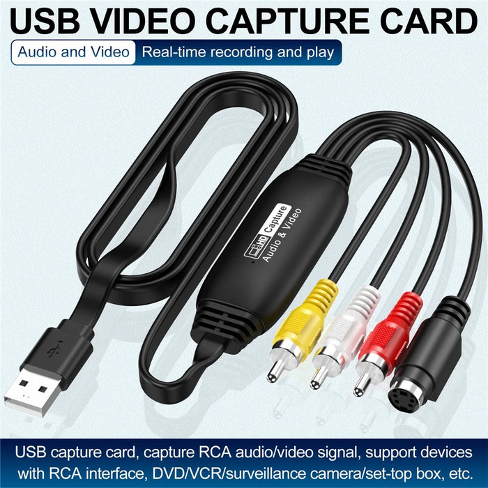 HW-1406B Audio Video RCA Capture Card USB to 4 Channel RCA Converter Support DVD / VCR / TV Box - 3
