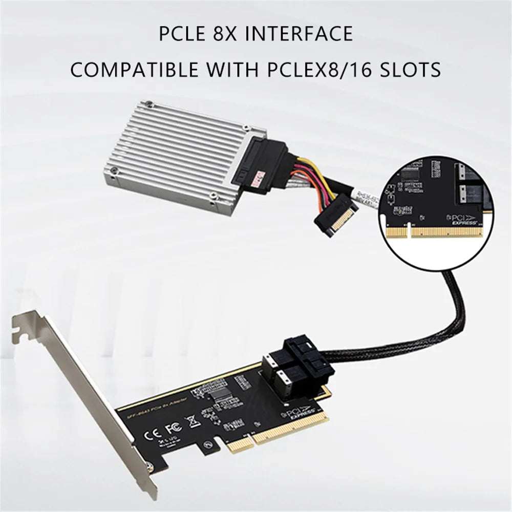 TXB127 SFF8639 Interface 2-port Solid State Drive (SSD) Adapter Board to PCLEX8 to 2 U.2 Expansion Card - 5
